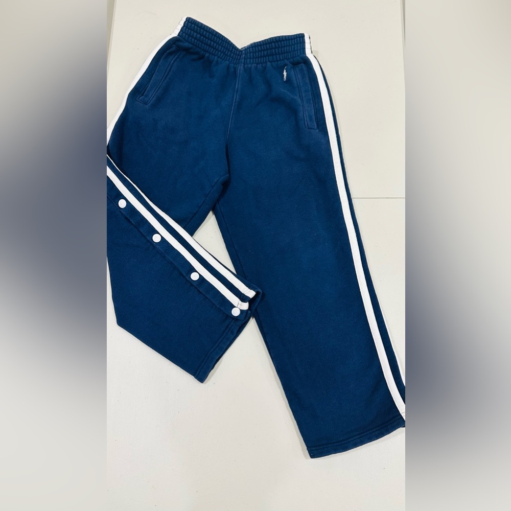 Vintage Polo By Palph Lauren Kids Buttons‎ On The Sides Blue Cotton Pants  8-10